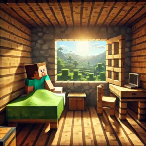 Minecraft Steve waking up in his bed